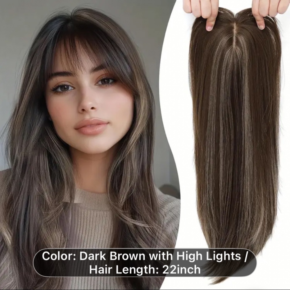 (2) Two 360° 3D Hair Topper with 7"x8" Large Base & 22" Long Straight Synthetic